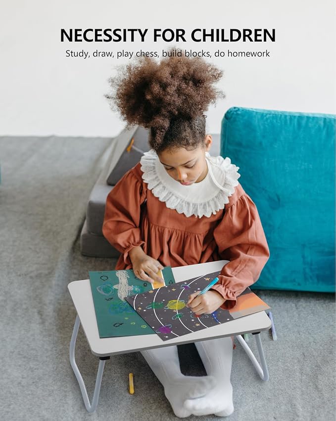 ZEAPTAC Laptop Bed Desk, Foldable Lap Desk, Portable Laptop Stand, Lightweight & Mini Table for Breakfast/Picnic/Drawing/Couch/Floor - White - Image 3