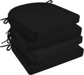 Basic Beyond Chair Cushions for Dining Chairs 4 Pack, Kitchen Chair Cushions with Ties and Non Slip Backing, 16 x 16 inches Chair Pads for Dining Chairs (Black) by BasicBeyond