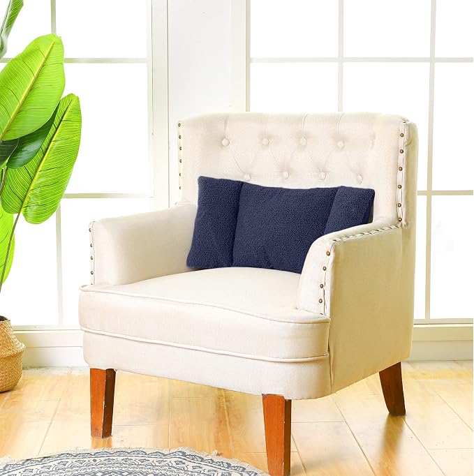 Queekay Fleece Lumbar Support Pillow 3 Section Back Pillow Office Chair for Back Support Comfortable Lumbar Cushion for Car Seat Pain Relief Sofa Rest(Deep Blue) - Image 3