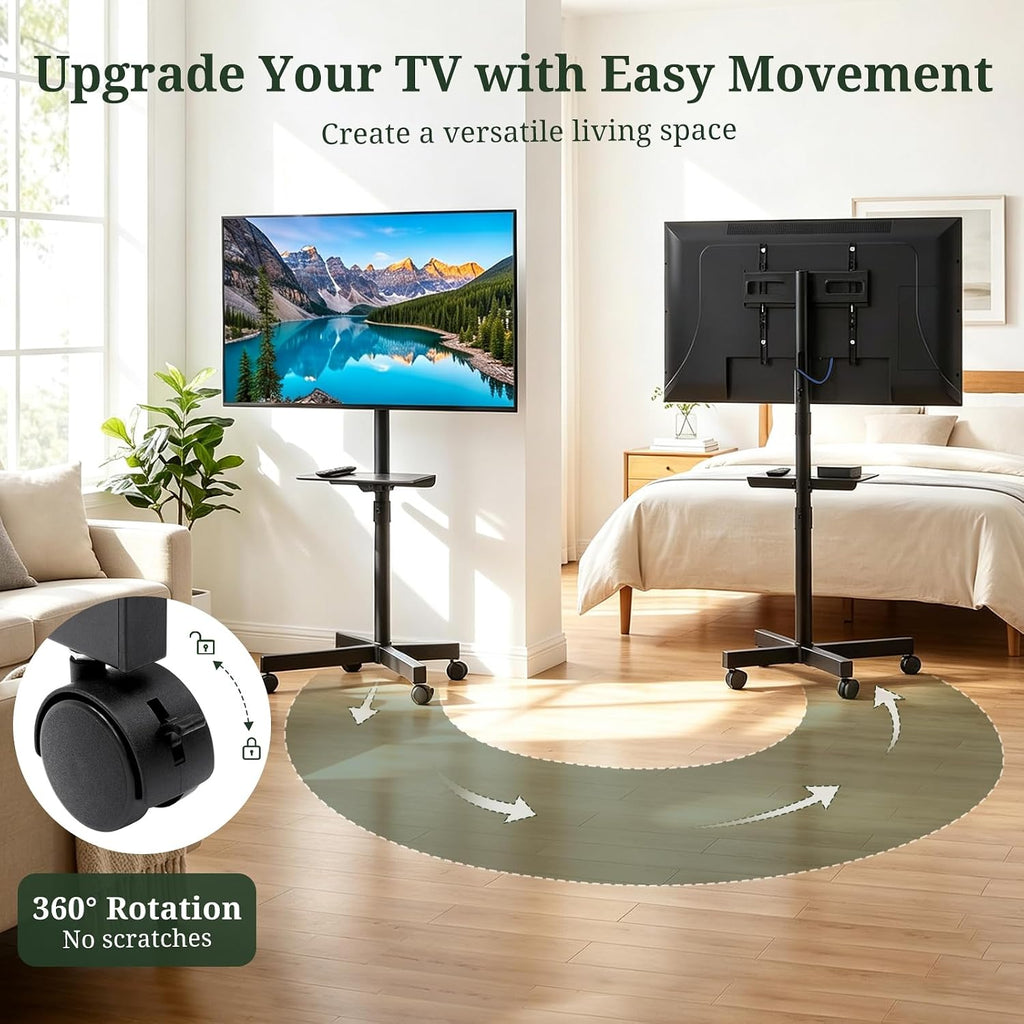TV Cart Rolling TV Stand, Mobile TV Stand on Wheels for 23-60 Inch TVs - Image 5