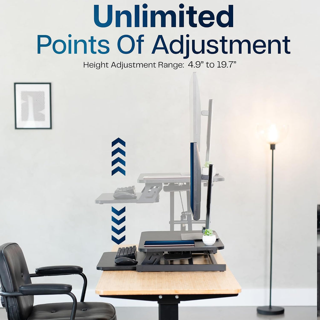 VIVO Manual Height Adjustable Standing Desk Converter, 28" Black Top - Image 4
