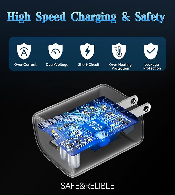 iPhone 17 16 15 Charger Fast Charging, 3.3FT iPhone 17 Pro Max Charging Cable(65W/3A) USB C Cord with 20W PD Fast iPhone 17 Pro Max Chargers Block for iPhone 17/17 Pro Max/17 Air/16/15 Series, iPad - Image 5
