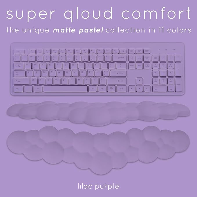 Purple Cloud Keyboard Wrist Rest – Create-ables Qloud Purple Wrist Rest for Computer Keyboard and Mouse, Ergonomic Memory Foam Wrist Pad with Non-Slip Base, Includes Cloud Mouse Pad - Image 3