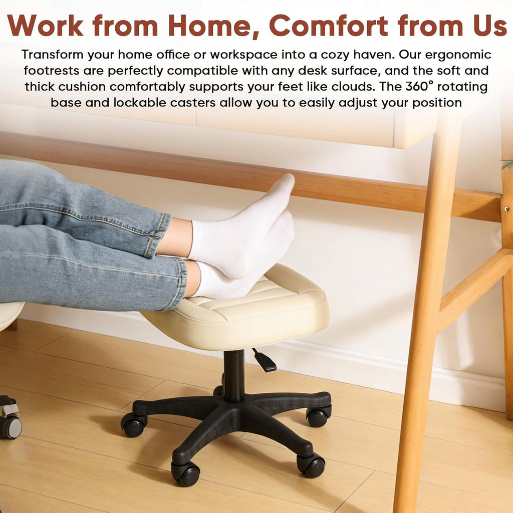 Ergonomic Adjustable Under Desk Footrest,Ottoman with Wheels - Image 7