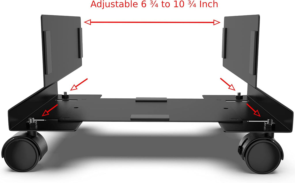 CPU Holder - Under Desk Floor Mobile Stand for Desktop Computer ATX Tower w/Lockable Rolling Wheels - Adjustable Side Support Walls 7-10 3/4 Inches - PC Caddy Cart Metal Bracket TP1716 - Image 3
