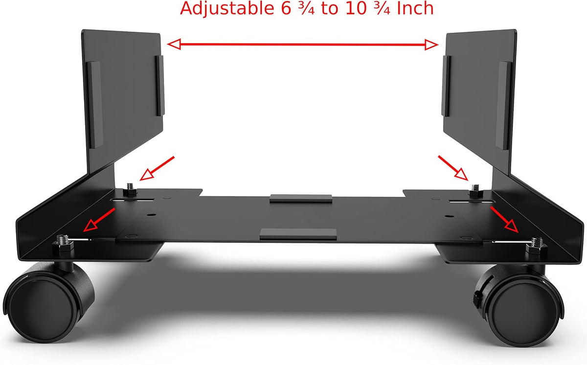 CPU Holder - Under Desk Floor Mobile Stand for Desktop Computer ATX Tower w/Lockable Rolling Wheels - Adjustable Side Support Walls 7-10 3/4 Inches - PC Caddy Cart Metal Bracket TP1716 - Image 3