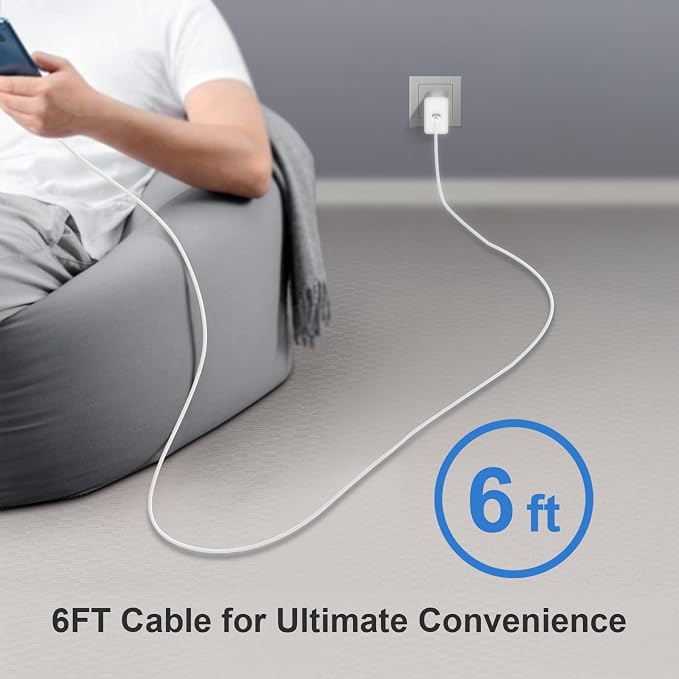 USB C Charger Type C Charger Fast Charging Long 6FT 45W Samsung Charger | for iPhone Air/17 Plus/17 Pro/17 Pro Max/16 Plus/16 Pro/16 Pro Max/15 Pro Max/iPad Pros/Samsung Galaxy S26/S25,Android(White) - Image 6