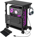 Adjustable Computer Tower Stand with Charging Station & Pegboard,Large by TFK