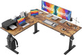 Agilestic L Shaped Standing Desk Adjustable Height, 63 Inch, Rustic Brown | Electric Height Adjustable, Spacious Corner Desktop, Sturdy Steel Frame, Memory Presets, 176 lbs, Splice Board by Agilestic