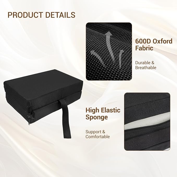Multi-Functional Stadium Seat Cushions 2 Pack, Waterproof Oxford Filled with High Resilence Sponge, for Any Outdoor Events Use (Black - Foldable) - Image 4