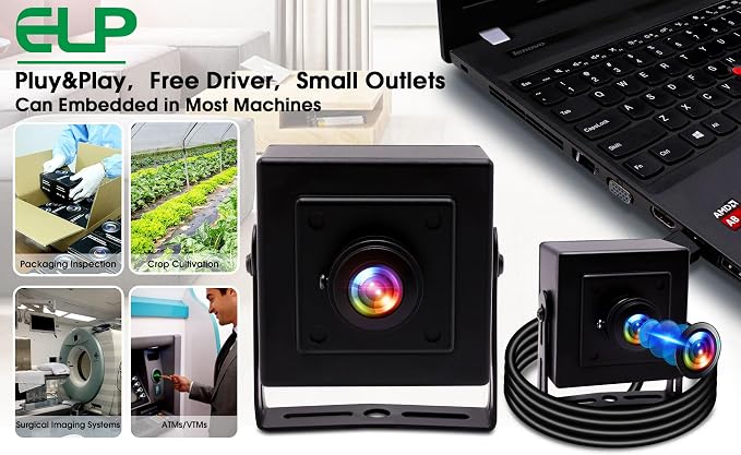 ELP Mini Aluminum Black Case USB Security Camera with 170degree Wide Angle Fisheye Lens USB2.0 Lightburn Camera for Home Security and Machine Vision System,9.9ft/3m Cable for PC, Laptop, Jetson Nano - Image 9