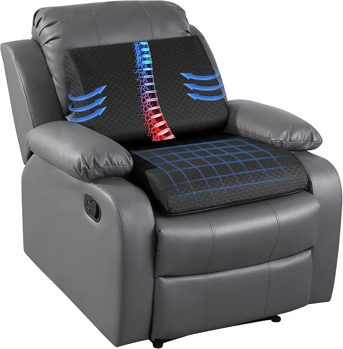 HOMBYS Extra Thick Recliner Chair Cushion with Lumbar Support Pillow for Elderly, 4.5" High Density Foam Seat Cushion, Breathable Fabric, 20"x20" Extra Large & Non-Slip for Recliner, Office, Black by HOMBYS