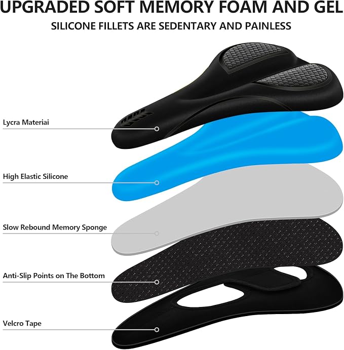 Bike Seat Cushion Gel Padded Bike Seat Cover Extra Soft Comfy for Men Women Comfort,with Peloton Stationary, Exercise, Mountain Bikes, Road & Electric - Image 4
