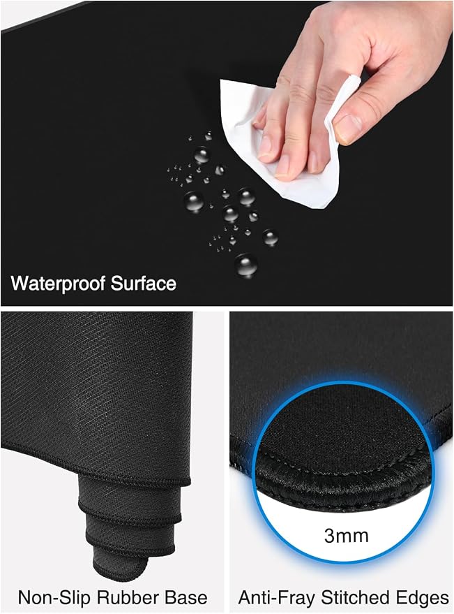 Wireless Charging Mouse Pad, 31.5"x11.8" Large Desk Mat, Smooth Glide | Waterproof Mousepad, Stitched Edge, Non-Slip Rubber Base, Desk Pad Computer Keyboard Mat, No Adapter - Image 6