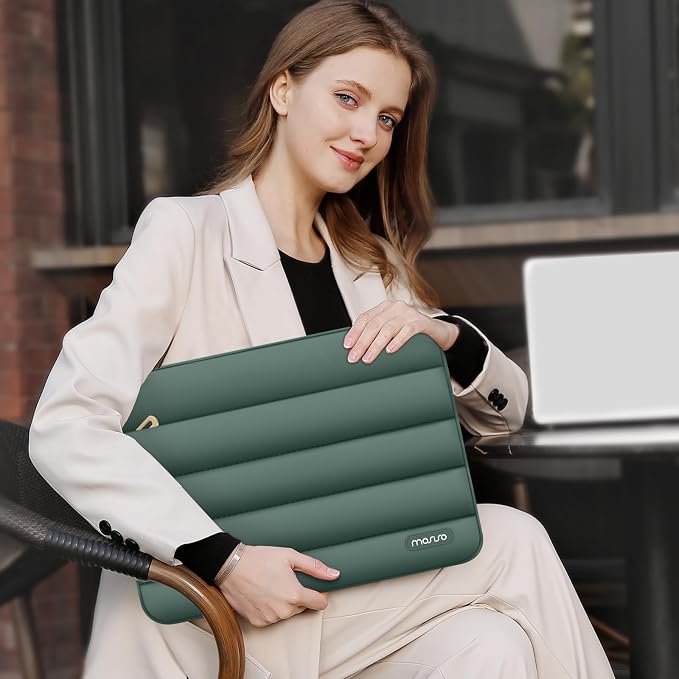 MOSISO Laptop Case 13.3 inch,13-13.3 inch Puffy Laptop Sleeve Carrying Case | Compatible with MacBook Neo/Air 13.6/Pro 13/14, HP Dell ASUS Lenovo, Polyester Horizontal Bag with Small Case,Emerald Green - Image 6