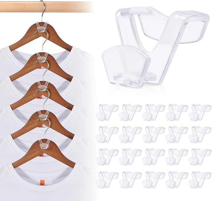 HOUSE DAY Space Saving Hangers 100 Pack, Clear Hanger Connector Hooks | Heavy Duty Hangers Space Saver, Premium College Dorm Room Essentials, Closet Organizers and Storage by HOUSEDAY