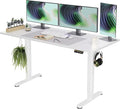 Claiks Electric Standing Desk, Adjustable Height Stand up Desk, 63x24 Inches Sit Stand Home Office Desk with Splice Board, White Frame/White Top by CLAIKS