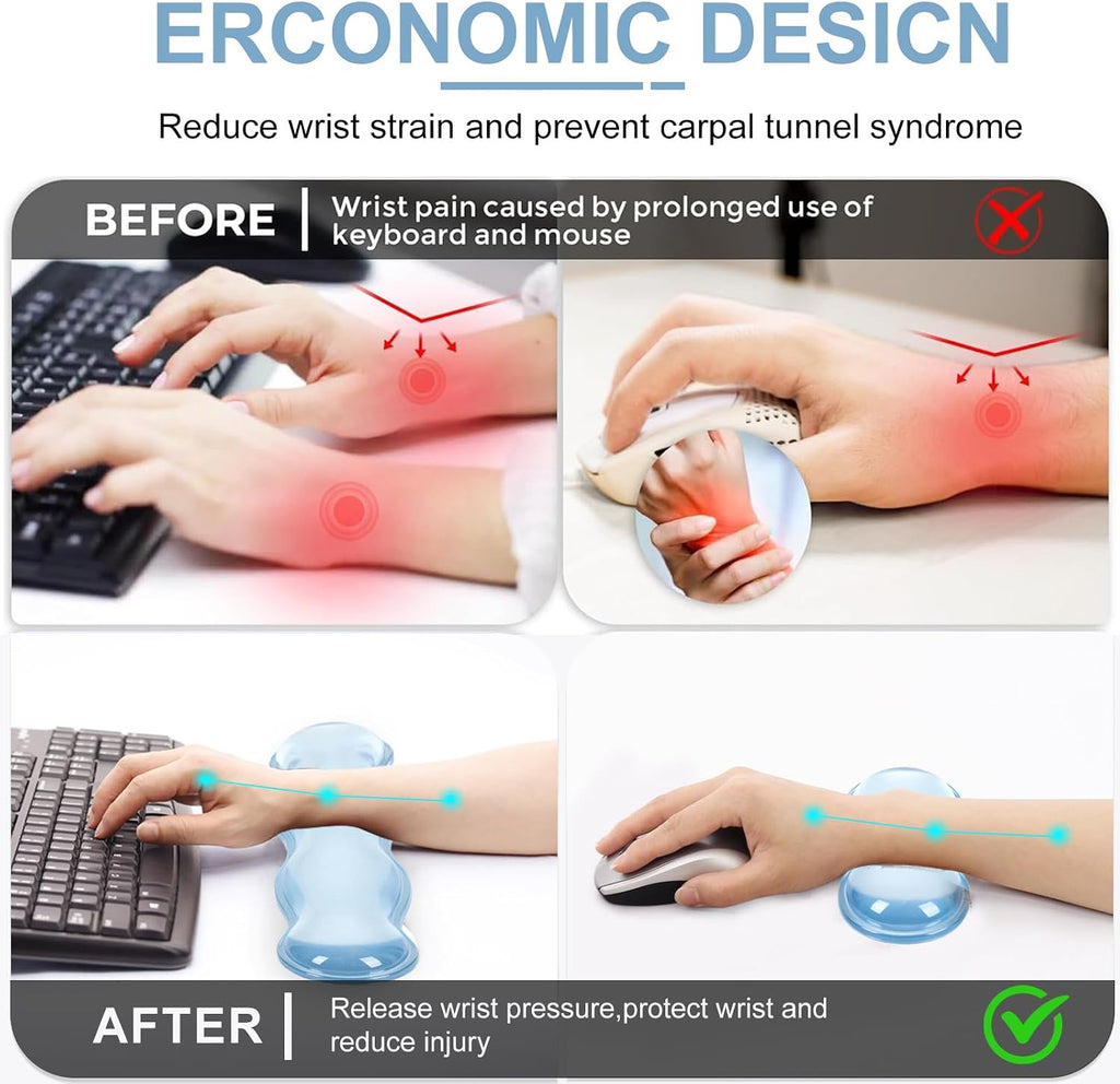 L-SPOUTTO Blue Striped Mouse Pad Set,Scalloped XXL Desk Mat + Ergonomic Mouse Wrist Rest + Gel Keyboard Wrist Rest for Keyboard 65%/75%,3in1 Large Desk Pad for Desktop Home Office Computer Game - Image 7