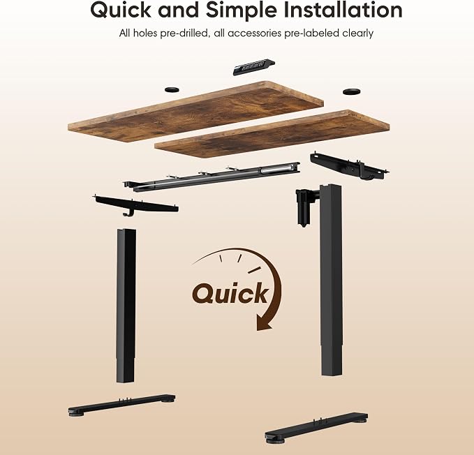 Monomi 39.4" Electric Standing Desk, Height Adjustable sit Stand up,Brown | Small Ergonomic Home Office Computer Desk Workstation with 3 Memory Setting and headphone hooks,Space Saving,Easy Install - Image 7