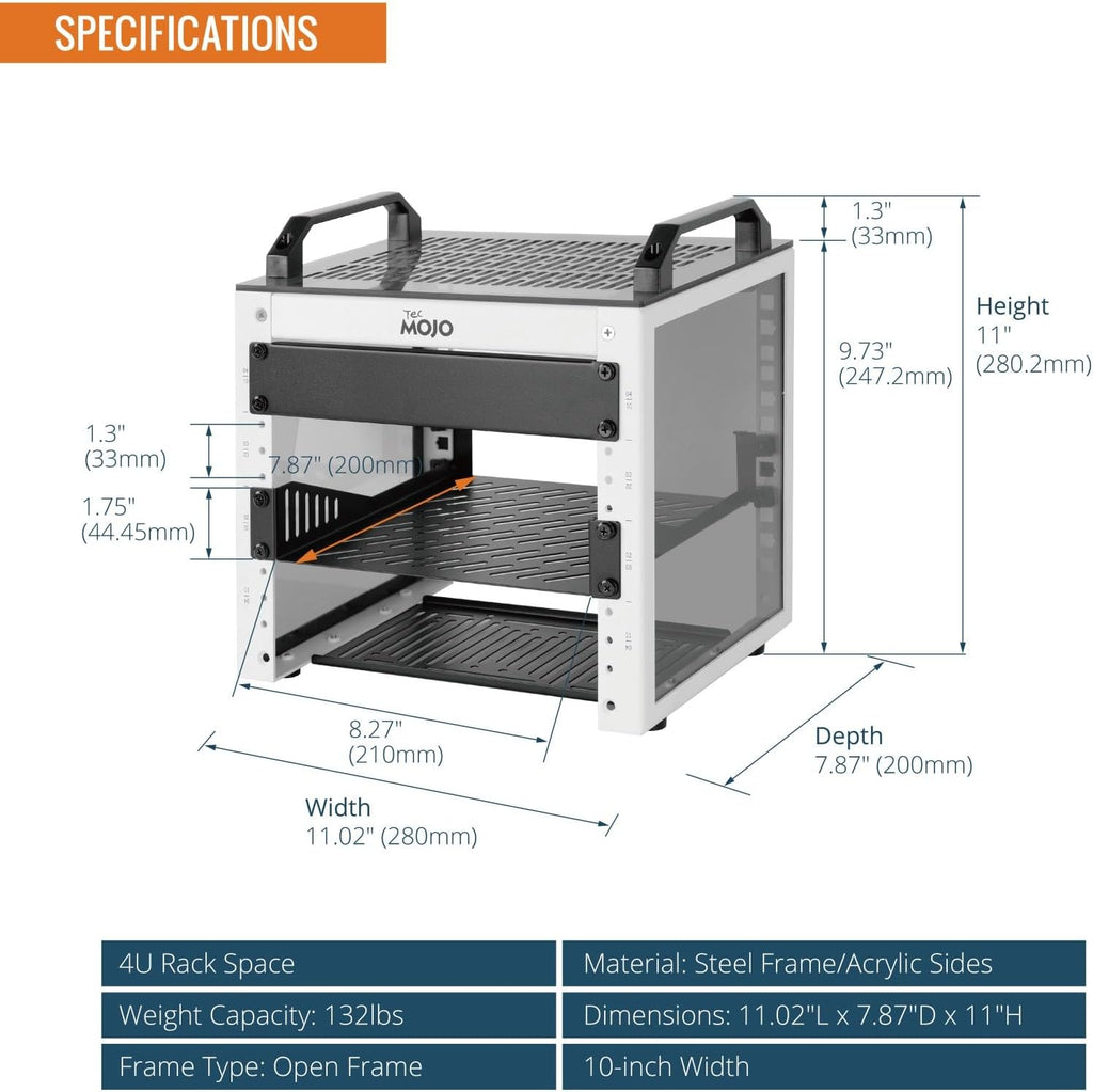 Tecmojo 10 inch Mini Server Rack,4U Rack 7.87" Dp,for 10in Devices,White - Image 2