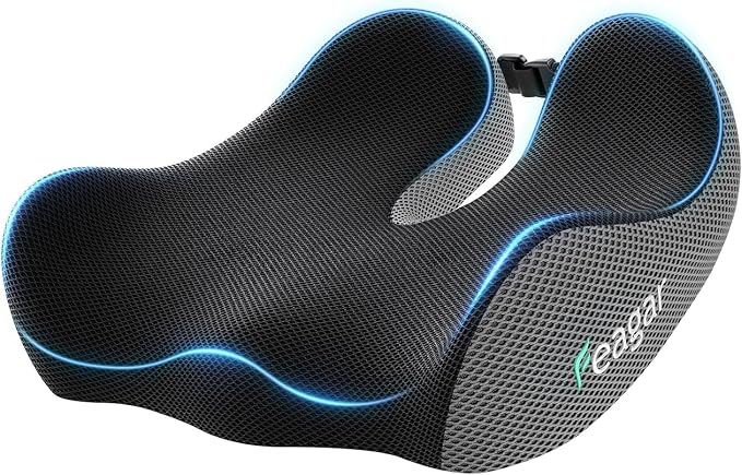 Seat Cushion - Memory Foam Ergonomic Seat Cushion -for Long Sitting | Seat Cushion for Tailbone Pain Relief - for Desk Chair, Car& Wheelchair Car Seat Pad for Hip and Lower Back Comfort Gray by Feagar