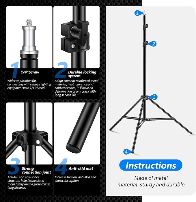 Neewer 75"/6 Feet/190CM Photography Light Stands for Relfectors, Softboxes, Lights, Umbrellas, Backgrounds - Image 7