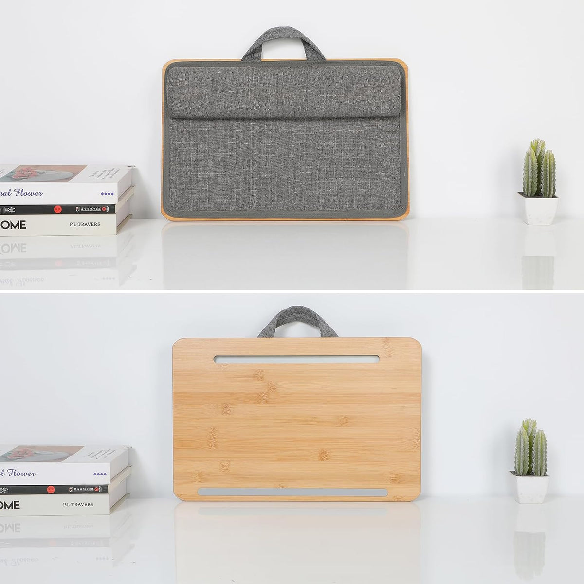 SUMISKY Portable Laptop Desk with Cushion and Phone Holder Bamboo Laptop Stand for Sofa Fits Up to 14 Inches - Image 2