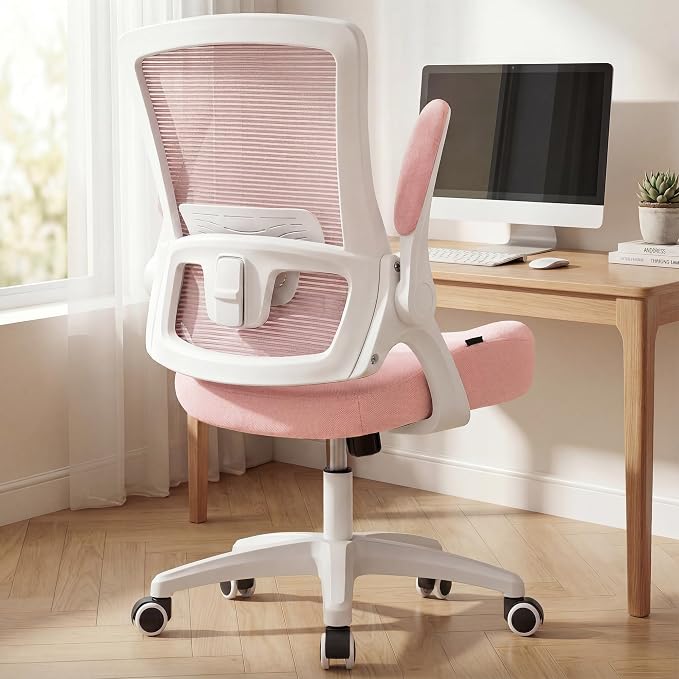 NEO CHAIR Office Desk Chair High Back Mesh Chair Adjustable Lumbar, Pink | Ergonomic High-Back Design with Breathable Mesh, Flip-Up Armrests, Comfortable Support for Home office or Computer Work by NEOCHAIR