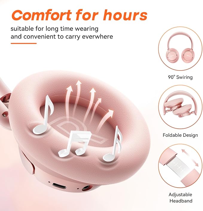 BERIBES Hybrid Active Noise Cancelling Headphones Wireless Over Ear 70Hours | Foldable Bluetooth 6.0,Transparent Modes,3.5MM Cable,Lightweight Built-in Mic,HiFi Stereo Deep Bass,Soft-Earpad,Fast Charging - Image 2