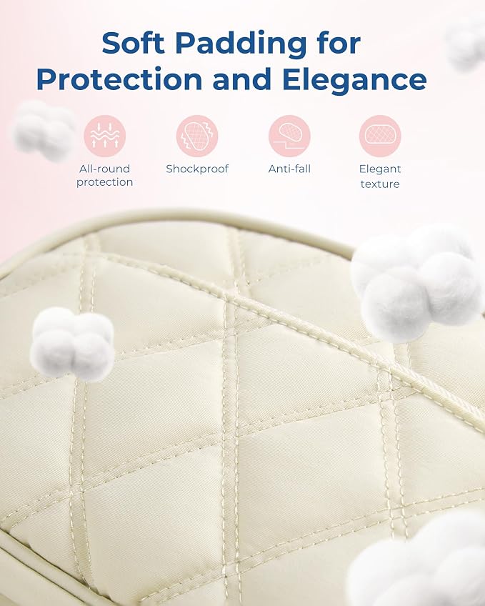 BAGSMART Electronics Organizer Travel Case for Cords Chargers Phones, Beige | Puffy Padded, Travel Essentials, Cord organizer bag for Cables, Compact Tech Accessories Pouch - Image 6