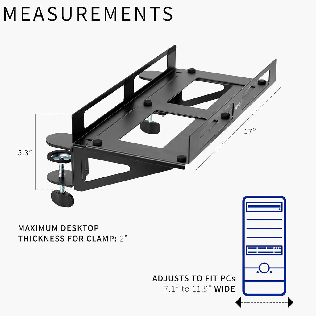 VIVO Black Clamp-on PC Desk Mount, MOUNT-PC07G - Image 3
