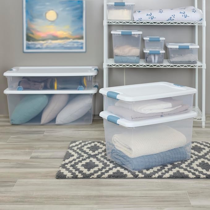 Sterilite Latching Box with Lids for Home and Office, 15 Quart, 12-Pack | Heavy-Duty and Stackable Plastic Containers with Latches for Closet, Cabinet, Bedroom, Bathroom and Dorm Room Organization - Image 8