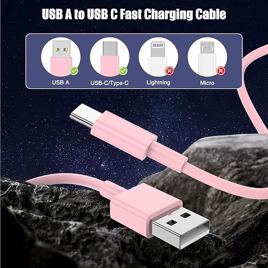 3-Pack Pink [3.3FT+3.3FT+6FT] USB A to USB C Cable，USB to USB C Car Carplay Cable for iPhone 16 15 Pro Plus Pro Max，for iPad Pro/Air/Mini，for Samsung S24/S23/S22/S21，for MacBook Pro/Air and More - Image 5