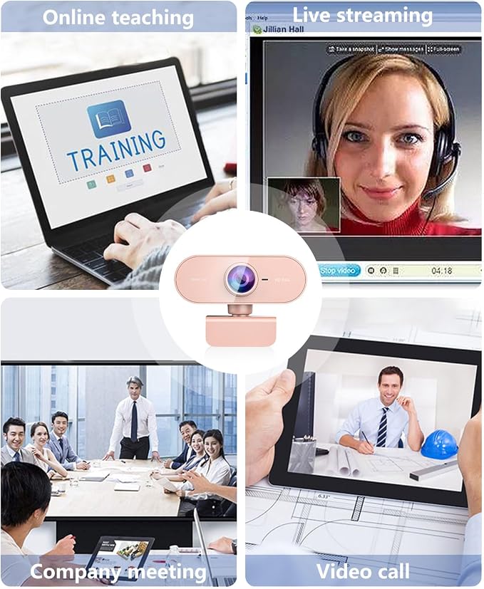 Webcam for pc with Microphone,Full Hd 1080P Pink Streaming Web Cam with Mic for Mac Laptop, Small Computer Camera for Desktop,Cheap Face Cam for Video Conference,Zoom,Microsoft Teams Meet - Image 7
