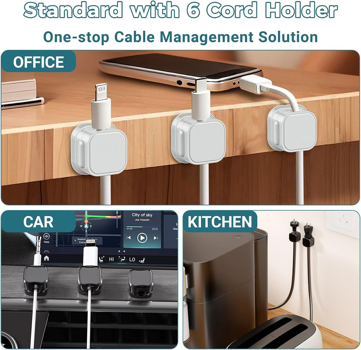 Cable Management Under Desk, 25.3'' No Drill Desk Cable Management Tray with Clamp, Metal Cord Organizer for Standing Desk, Computer Wire Management for Home Office & Gaming Setup, White - Image 9