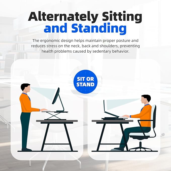 Standing Desk Converter Height Adjustable, Sit to Stand up Desk Riser Computer Workstation use in Laptop and Single Monitor Ergonomic Desktop Workstation for Home Office - Black - Image 6
