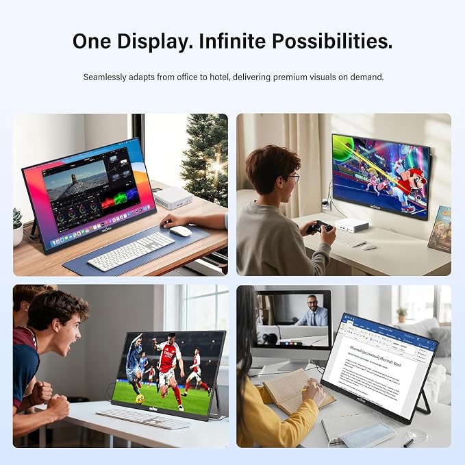 InnoView Large Portable Monitor 23.8inch FHD 1080P 144Hz USB-C, HDMI Computer Display HDR 100% sRGB IPS Gaming Monitor W/180°Adjustable DC Eyes Care Stand for Laptop PC MAC Phone PS4 Xbox Switch - Image 7