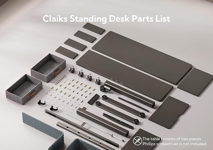 Claiks Standing Desk with Drawers & Wheels, 2 Height Shelf 55inch Black | 2 height adjust shelf, tabletop drawers, felt fence design, sturdy supports 176 lbs, 4 wheels, 2 tire monitor stand - Image 8