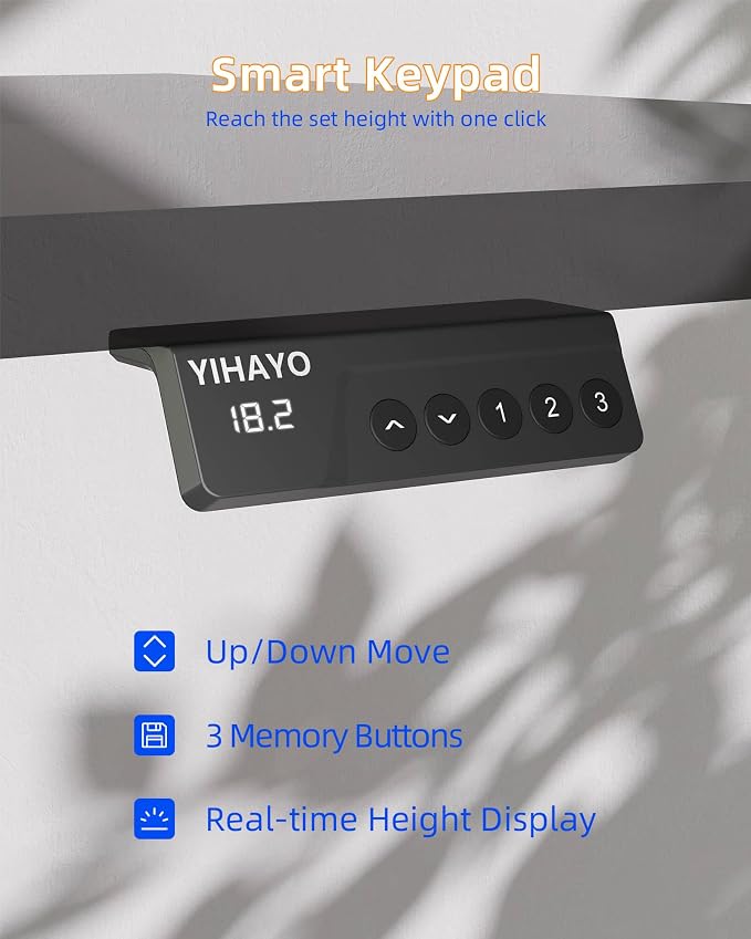 YIHAYO Low Height Adjustable Desk, Lifts 18.1-28.3 Inches, Electric Standing Desk for Short People, 40 x 24 Inches Computer Table with Splice Board for Home Office, Natural - Image 7