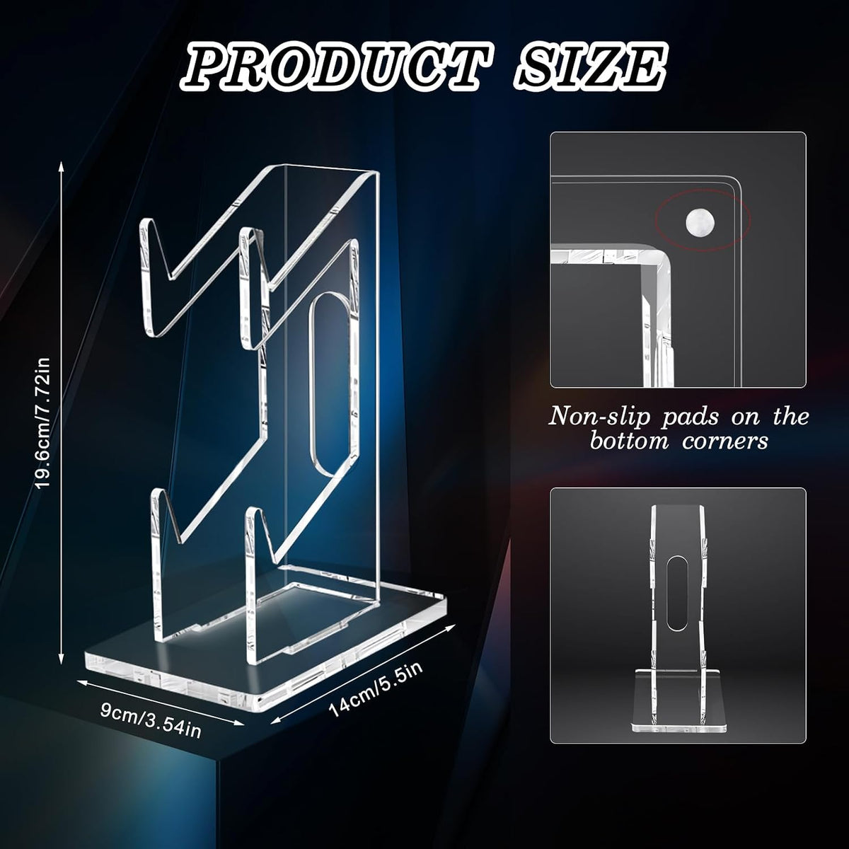 FYY Game Controller Holder 2 Pack - 2 Tiers Universal Dual Controller Stand Headphone Holder, Acrylic Clear Controller Display Stand Compatible with Nintendo Switch Xbox PS5 PS4 - Image 3