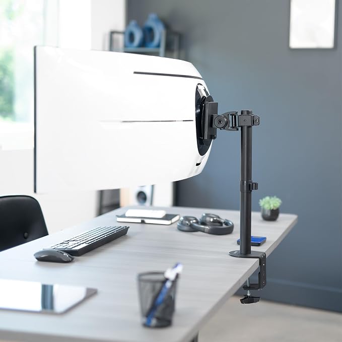 VIVO Clamp-on Single Ultra Wide Monitor Desk Mount, Low Profile Heavy Duty Adjustable Stand for 1 Ultrawide Screen up to 49 inches, 44 lbs Capacity, Black, STAND-V100C - Image 9