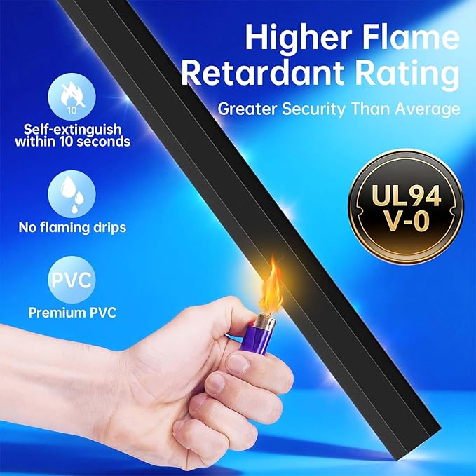 Delamu Black Cord Hider, 85in Cord Covers for 3-4 Wires on Wall, Large Cable Hider, Premium Wire Covers for Cords on Wall, Easy Set-up Cable Cover Raceway, TV Wire Hiders Wall, W1.18 H0.67in, Black - Image 6