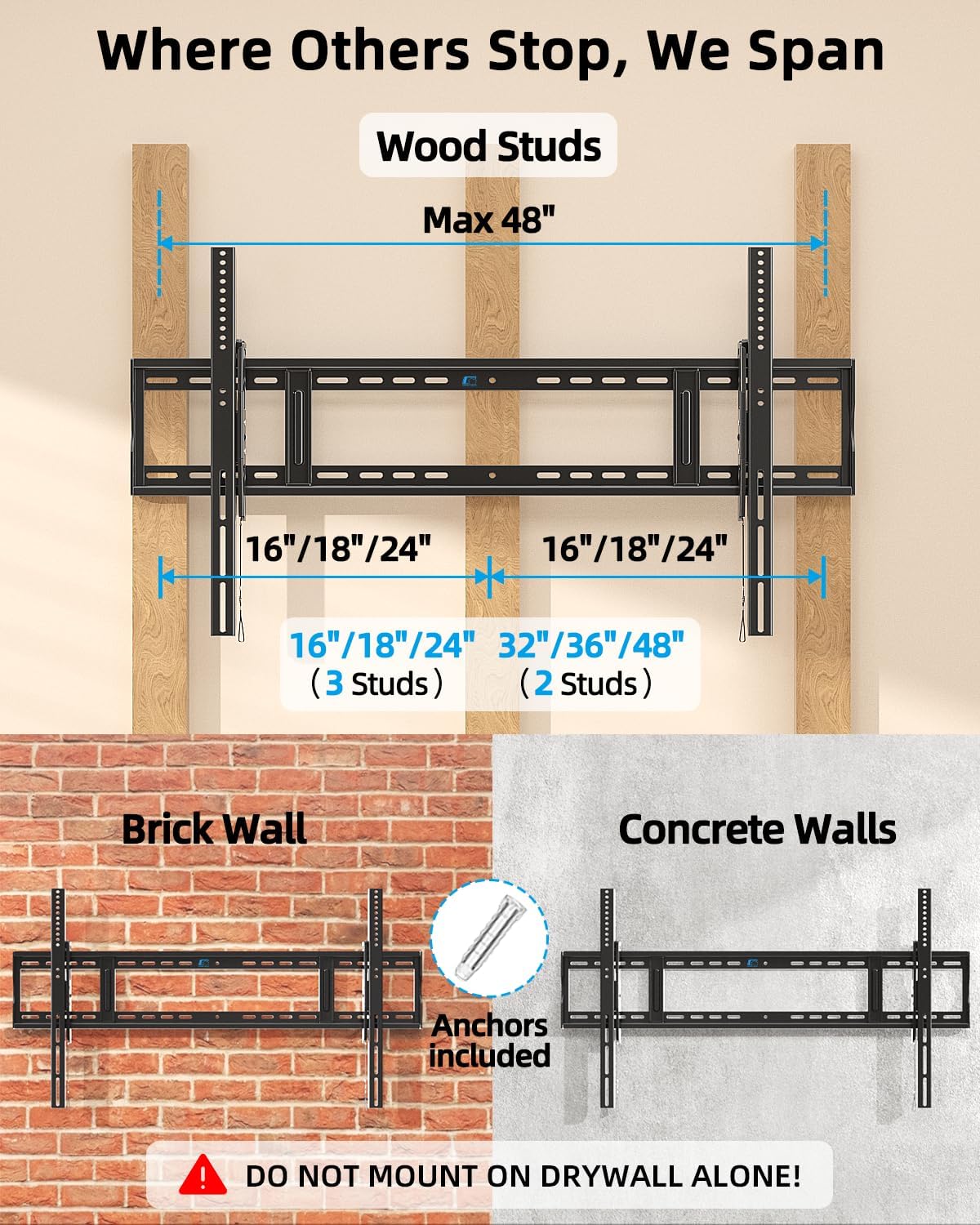 HOME VISION Heavy Duty Tilting TV Wall Mount for 65-150" TVs to 264 lbs - Image 3