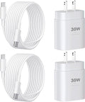 Phone 16 15 Charger Fast Charging,30W Type C Chargers USB C Charge Block with 2 Pack 10FT USB C Cable Nylon Braided for Phones 16/16 Plus/16 Pro/16 Pro Max/Phone 15/15 Pro Max/Pad Pro/AirPods,White by DiHines
