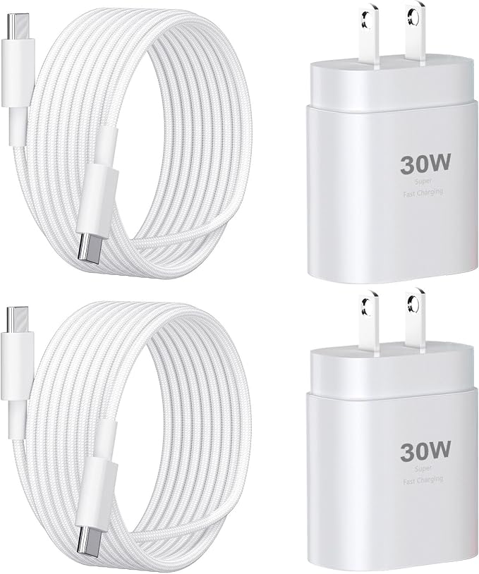 Phone 16 15 Charger Fast Charging,30W Type C Chargers USB C Charge Block with 2 Pack 10FT USB C Cable Nylon Braided for Phones 16/16 Plus/16 Pro/16 Pro Max/Phone 15/15 Pro Max/Pad Pro/AirPods,White by DiHines