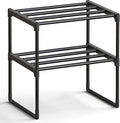 SONGMICS Shoe Rack, 2-Tier Shoe Organizer, Metal Storage Shelf | for Entryway, Upright or Upside Down, for 3-6 Pairs, Stackable, 11.8 x 16.7 x 14.8 Inches, Black ULSA002B01 by Unknown
