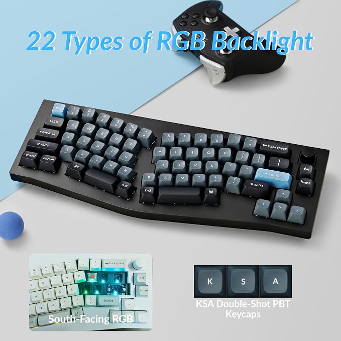 Keychron Q8 Pro QMK/VIA Programmable Wireless Custom Mechanical Keyboard, 65% Alice Layout Bluetooth/Wired, Hot Swappable, Ergonomic, Aluminum, RGB Backlit for Mac Windows Linux-Black - Image 8