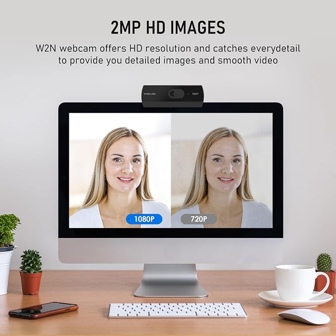 1080P Webcam with Built-in Microphone, W2N Web Cam, Privacy Cover, 75° FOV, Noise Cancellation, Plug & Play Web Camera for Computer, USB Webcam for Pc, Laptop, Desktop, Mac - Image 3