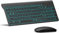 Wireless Backlit Keyboard and Mouse Ultra Slim Combo, TopMate - Matte Black | 2.4G Silent Compact 2400DPI Mouse and Scissor Switch Keyboard Set, Batteries Included, for PC/Laptop/Windows/Mac/Gaming by TopMate
