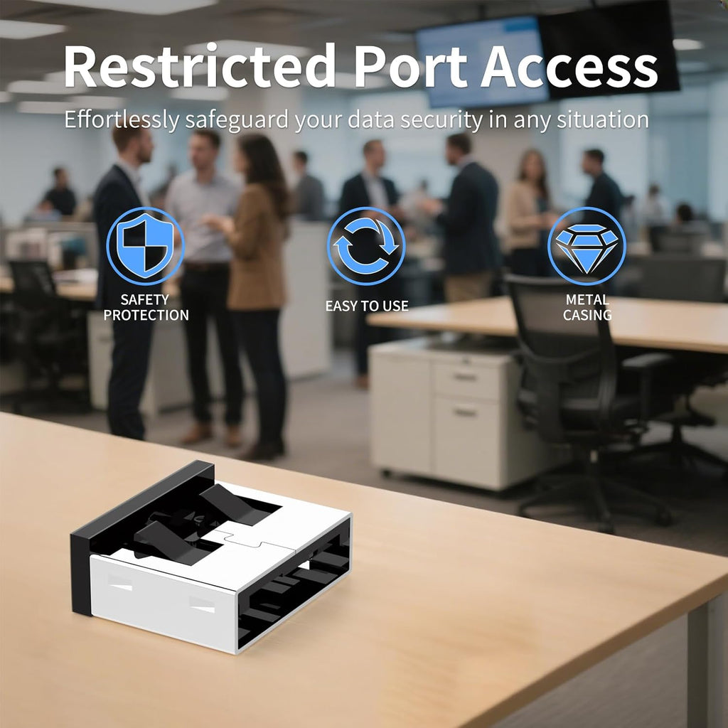 100PCS USB Metal Port Lock Blocker with 10 Keys - Secure USB-A Port Protector for PC/Laptop, Anti-Theft Data Security Lock, Dust & Moisture Proof Cover, Removable Type-A Connector Black - Image 3